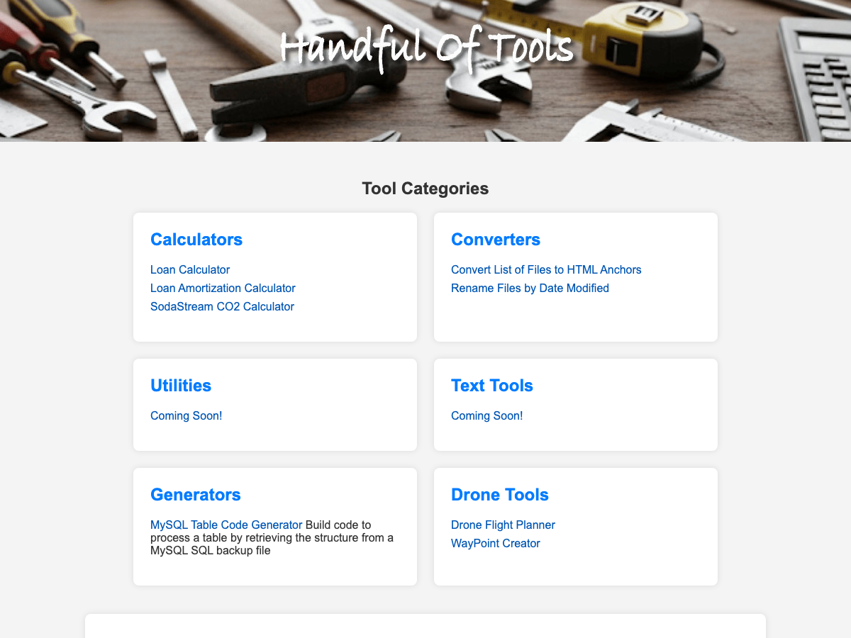 HandfulOfTools homepage thumbnail